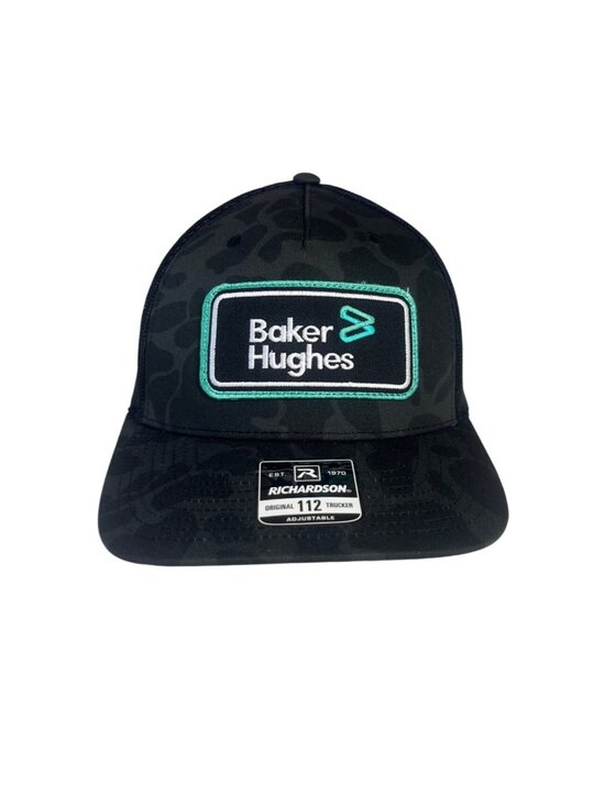 Baker Hughes Camo Trucker Hat Black Camo New Mesh Adjustable Snapback Richardson
